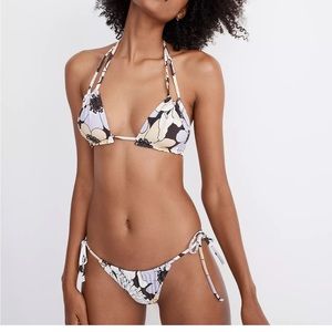 Madewell Second Wave Ruched String Bikini Top in Blossom Power NWT